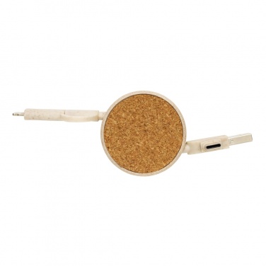 Logotrade promotional products photo of: Cork and Wheat 6-in-1 retractable cable